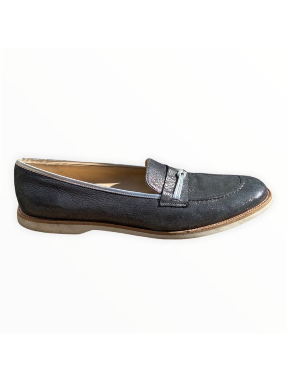 Alfani Silver Loafers Slip On Flats Size 11 Narrow Almond Toe Shoes Oxford Shoes